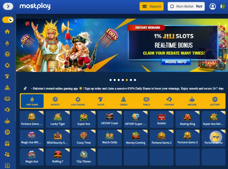 Homepage of most play game